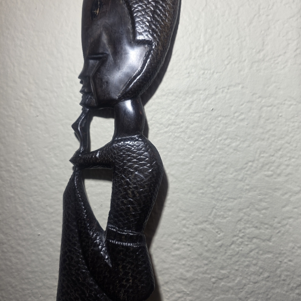 Hand-Carved African Wooden Wall Art Sculpture Vintage Tribal Home Décor - Picture 4 of 4